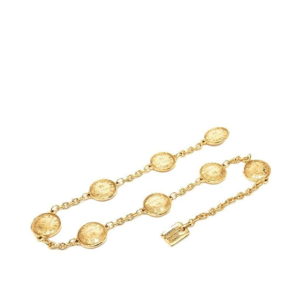 Chanel 31 Rue Cambon Le Cambon Logo Plate Chain Belt Gold Plated